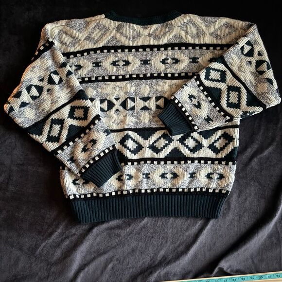 VNTG Expressions Mens Chunky 3D Knit Sweater Size XL 90s Cosby Biggie Coogi RARE - Picture 4 of 10